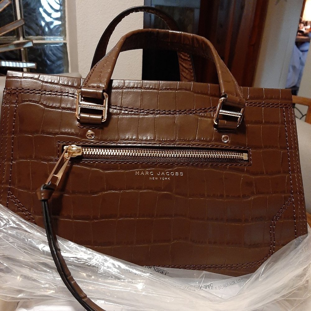 Marc Jacobs Cruiser Tote in Croco-Dark Brown Leather